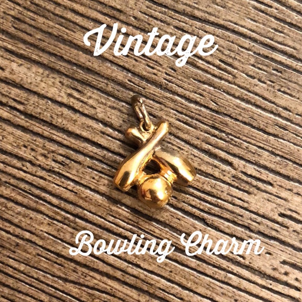 Vintage Bowling Charm Bracelet Pendant Pins & Ball
